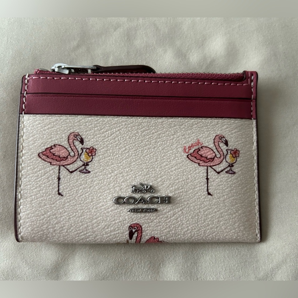 Coach Outlet Flamingo wine mini skinny ID card case